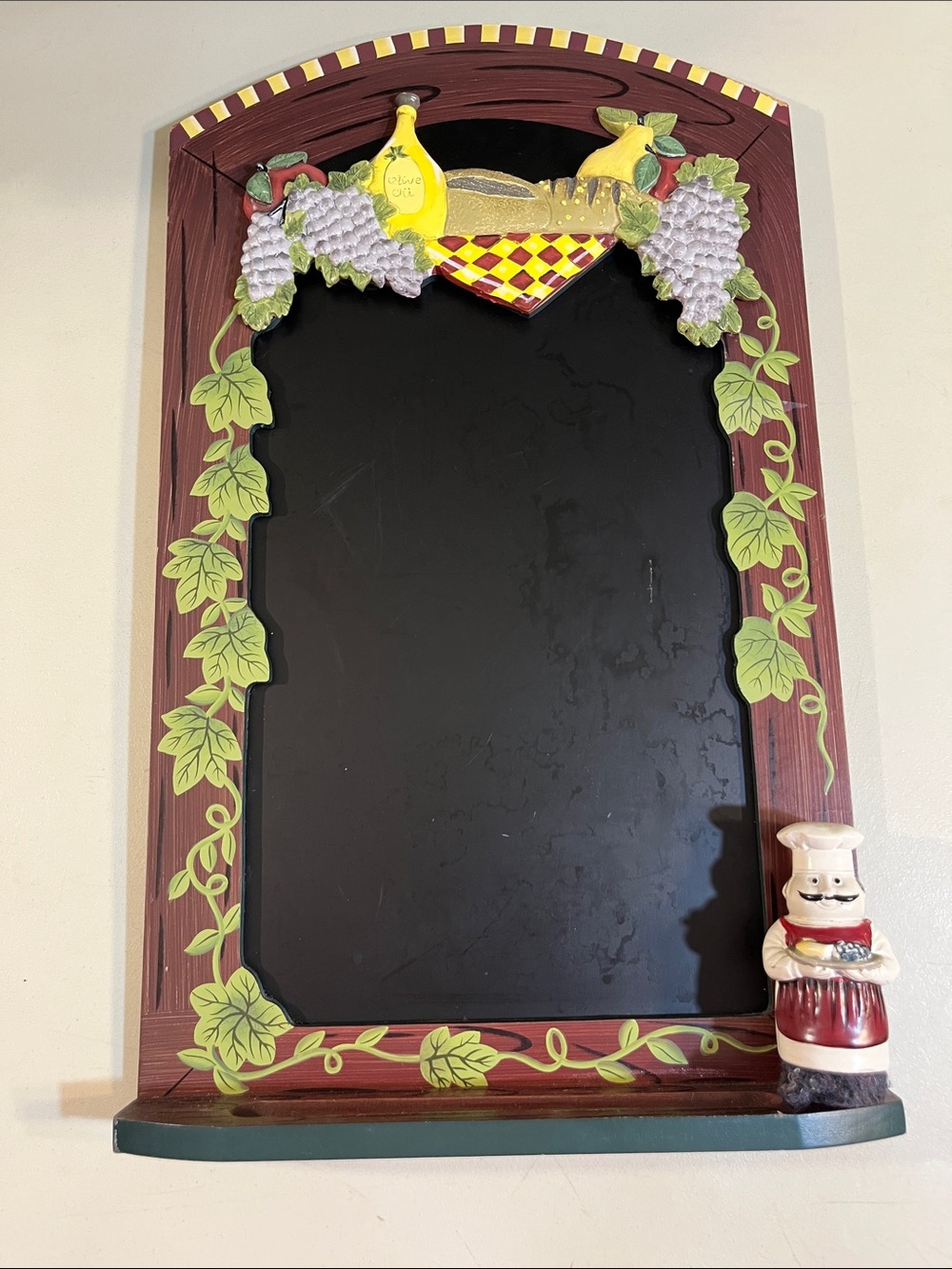 Kitchen Chalkboard Wall Decor - Vine & Fruit Design in Green and Yellow